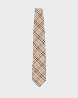 Vintage 90s Burberry Beige Nova Check Patterned Tie