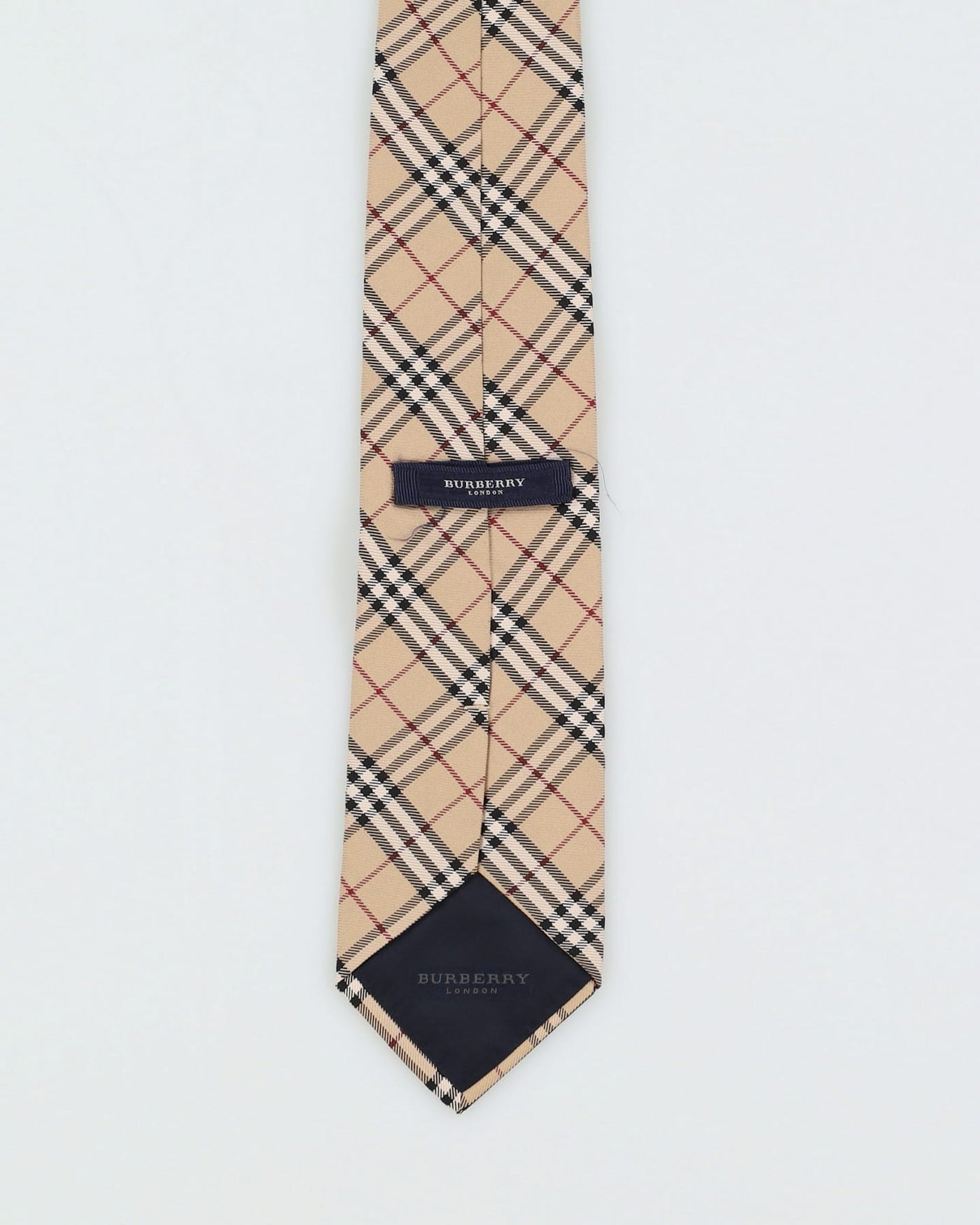 Vintage 90s Burberry Beige Nova Check Patterned Tie