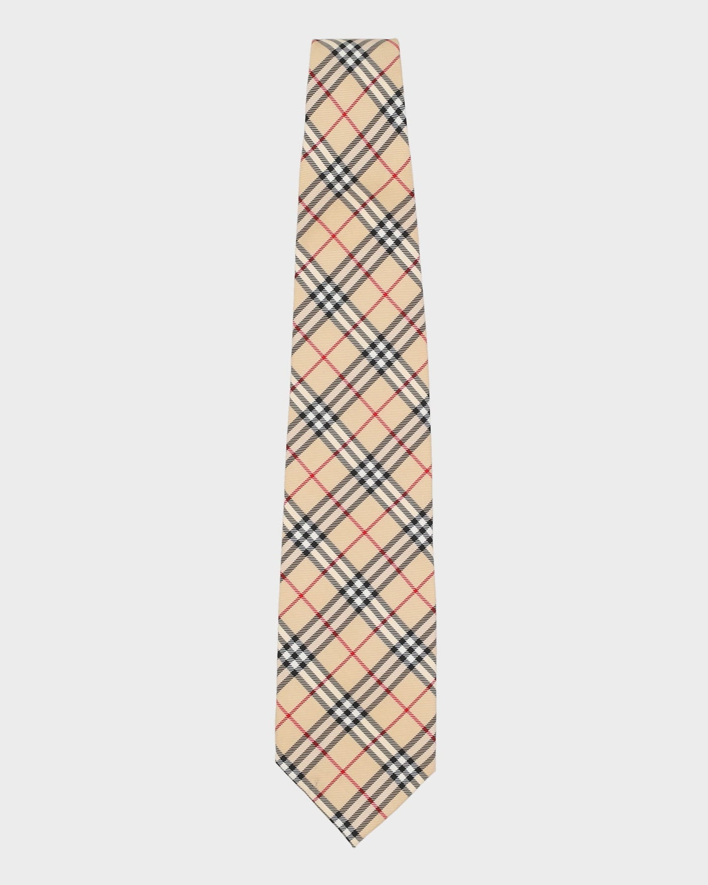 Vintage 90s Ermenegildo Zegna Beige Check Patterned Tie