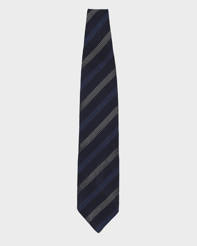 Vintage Giorgio Armani Navy Stripe Patterned Tie