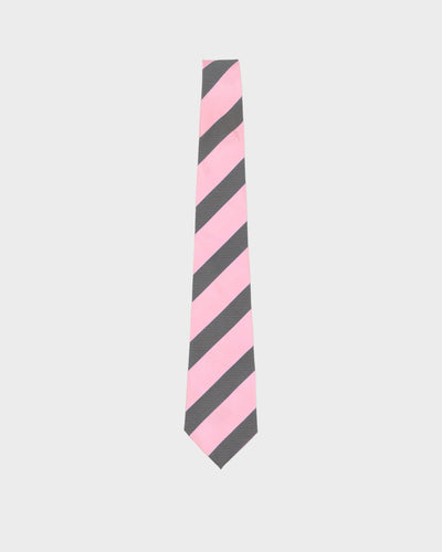 Vintage Giorgio Armani Pink / Grey Stripe Patterned Tie