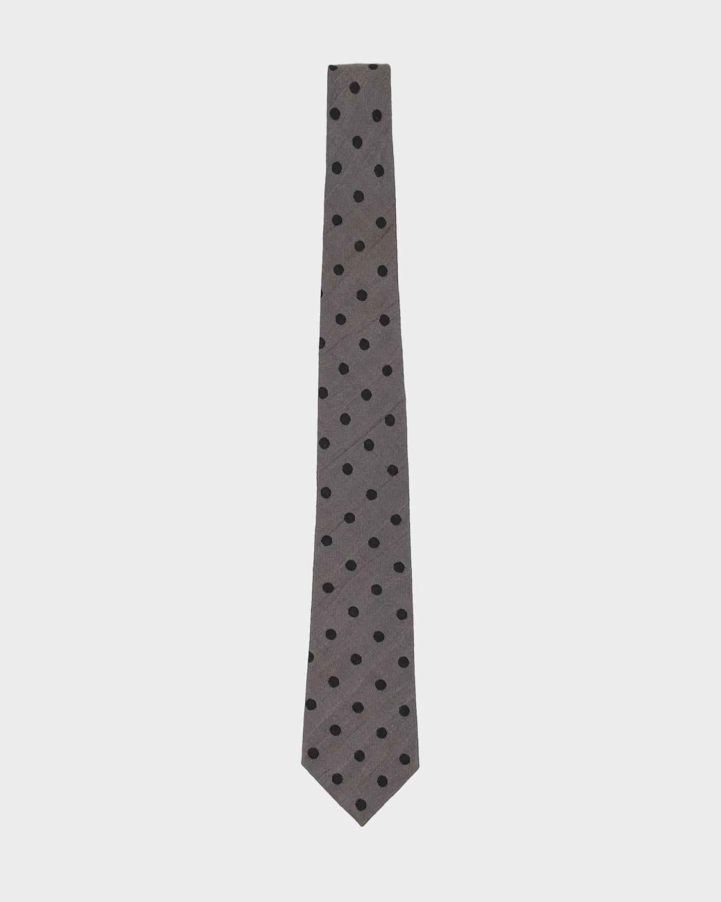 Vintage 80s Gucci Grey / Black Polka Dot Patterned Tie