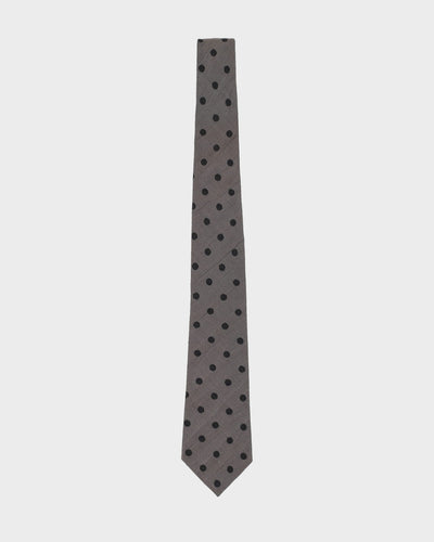Vintage 80s Gucci Grey / Black Polka Dot Patterned Tie