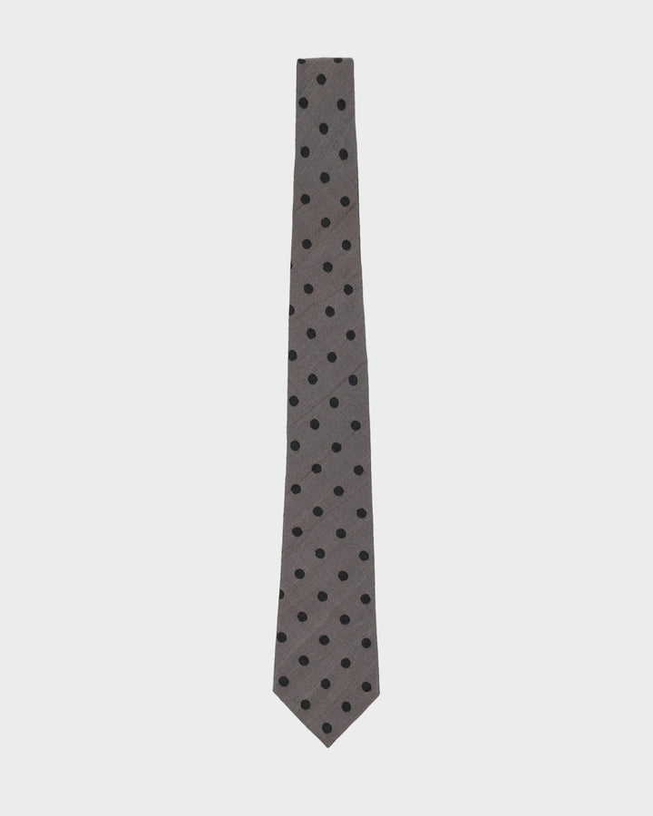 Vintage 80s Gucci Grey / Black Polka Dot Patterned Tie