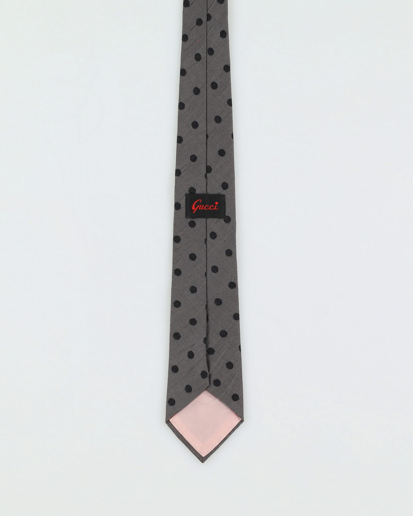 Vintage 80s Gucci Grey / Black Polka Dot Patterned Tie