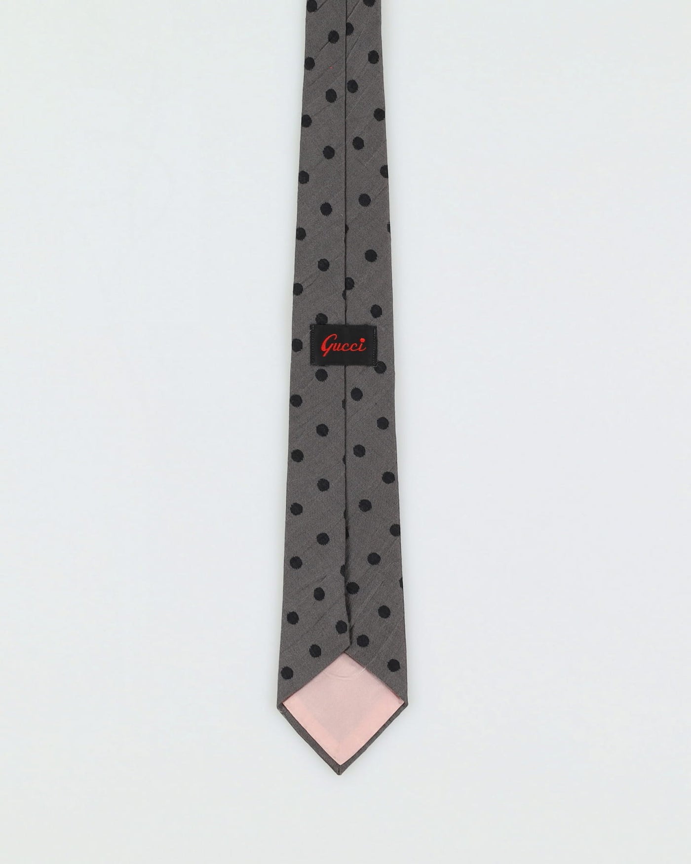 Vintage 80s Gucci Grey / Black Polka Dot Patterned Tie