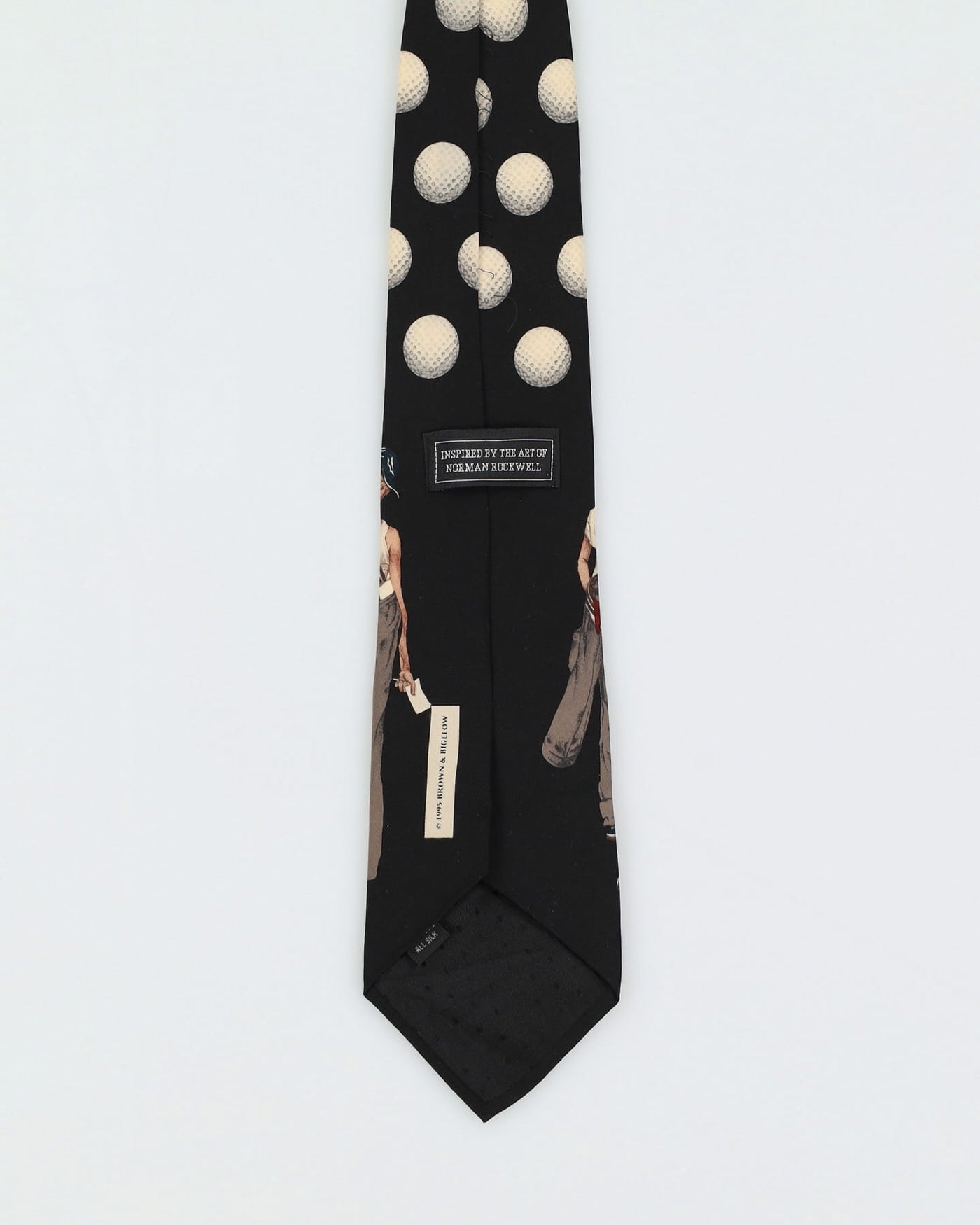 Vintage 90s Norman Rockwell Golfing Black Patterned Novelty Tie