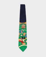 Vintage 90s Disney American Football Patterned Navy / Green Silk Tie