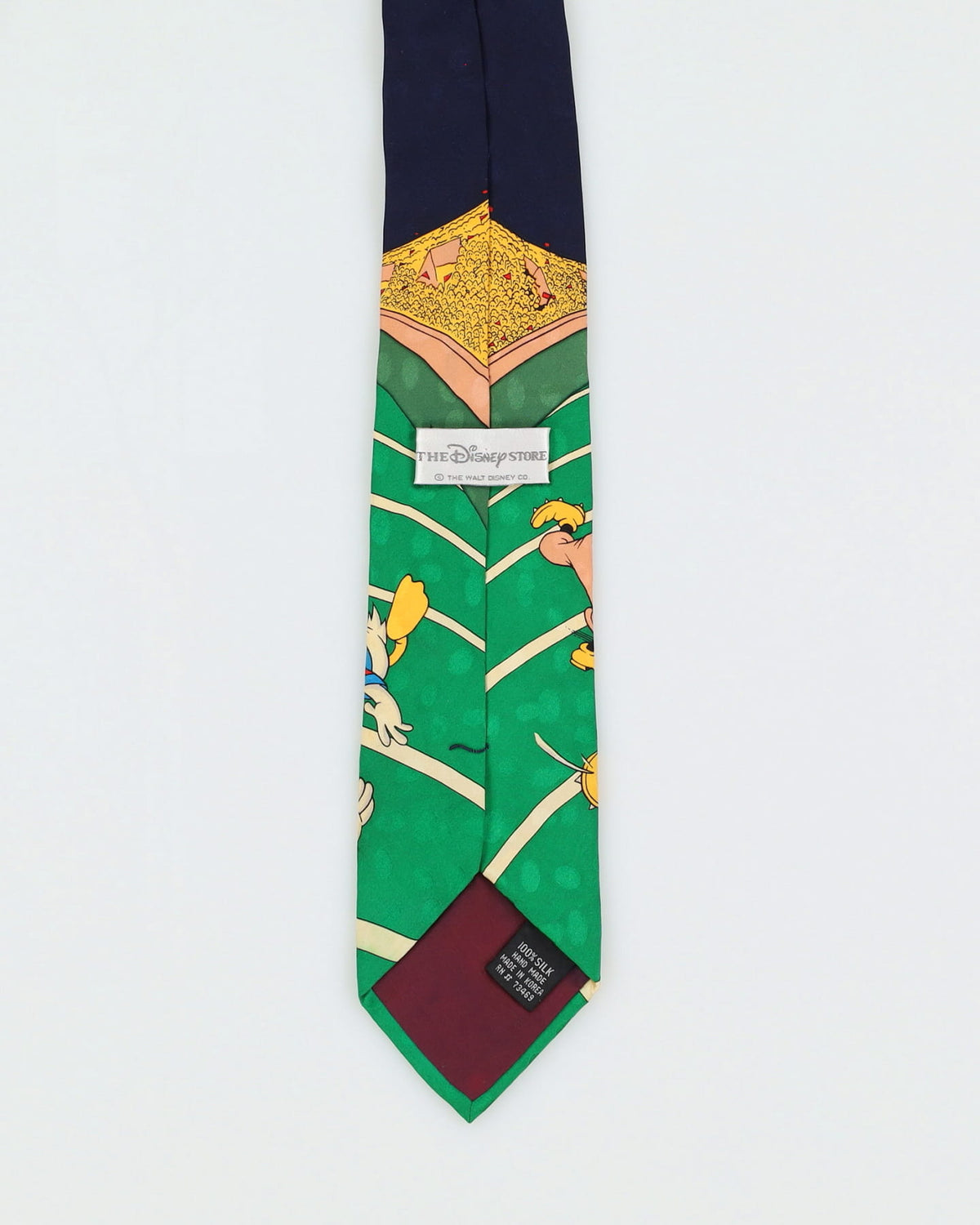 Vintage 90s Disney American Football Patterned Navy / Green Silk Tie