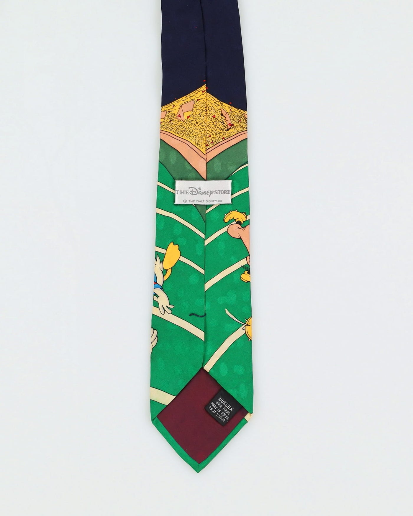 Vintage 90s Disney American Football Patterned Navy / Green Silk Tie