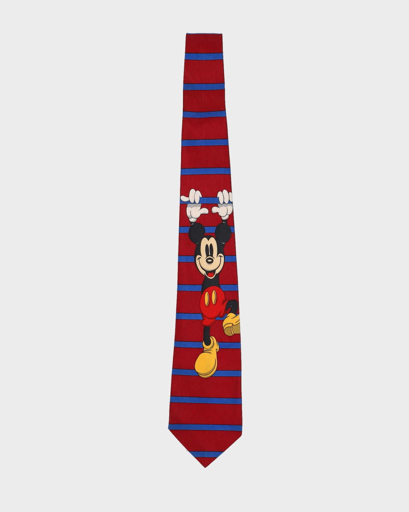 Vintage 90s Disney Mickey Mouse Burgundy / Blue Stripe Patterned Tie
