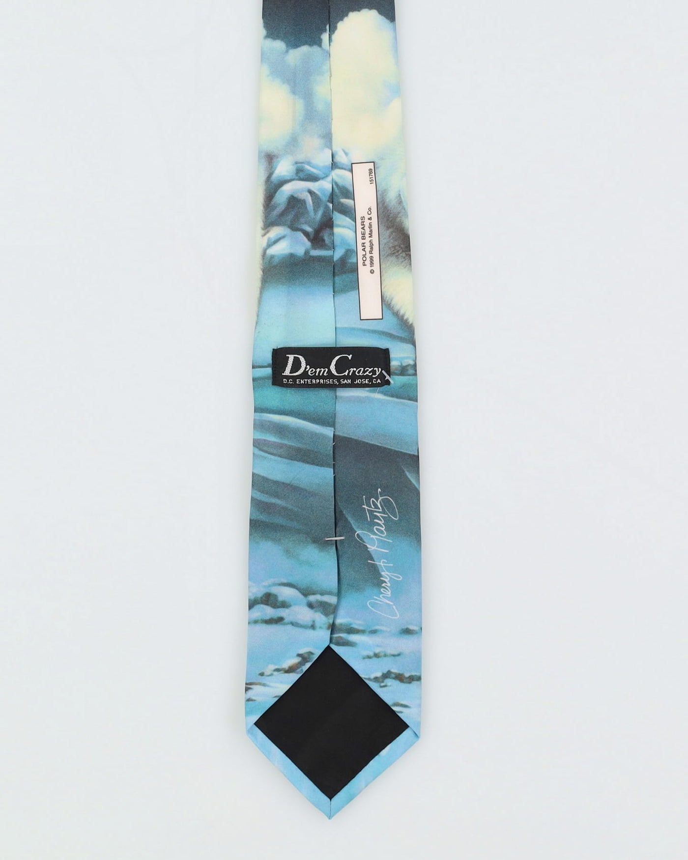 Vintage 1999 Polar Bear Blue / White Patterned Novelty Tie