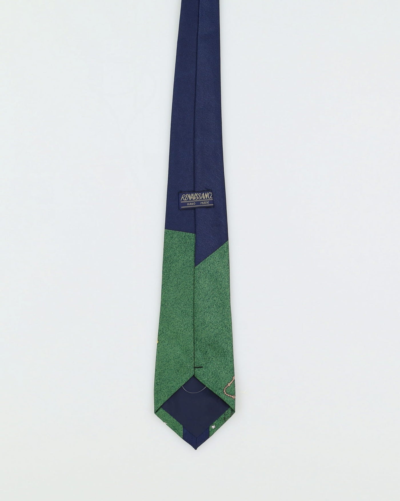 Vintage 80s Golf O'Clock Hand Made Navy / Green Novelty Tie