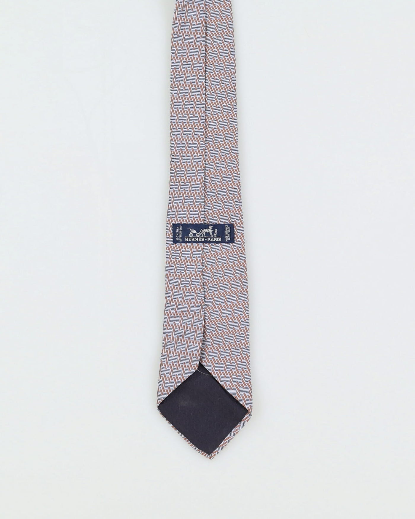 Vintage Hermes Blue / Bronze Patterned Tie