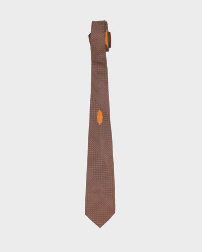 Vintage 60s The Man Brown Block Patterned Tie