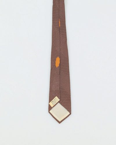 Vintage 60s The Man Brown Block Patterned Tie
