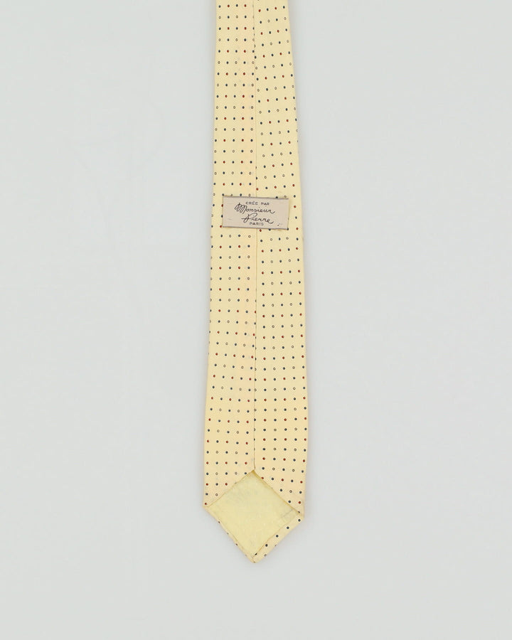 Vintage 70s Monsieur Pierre Yellow Dot Patterned Tie