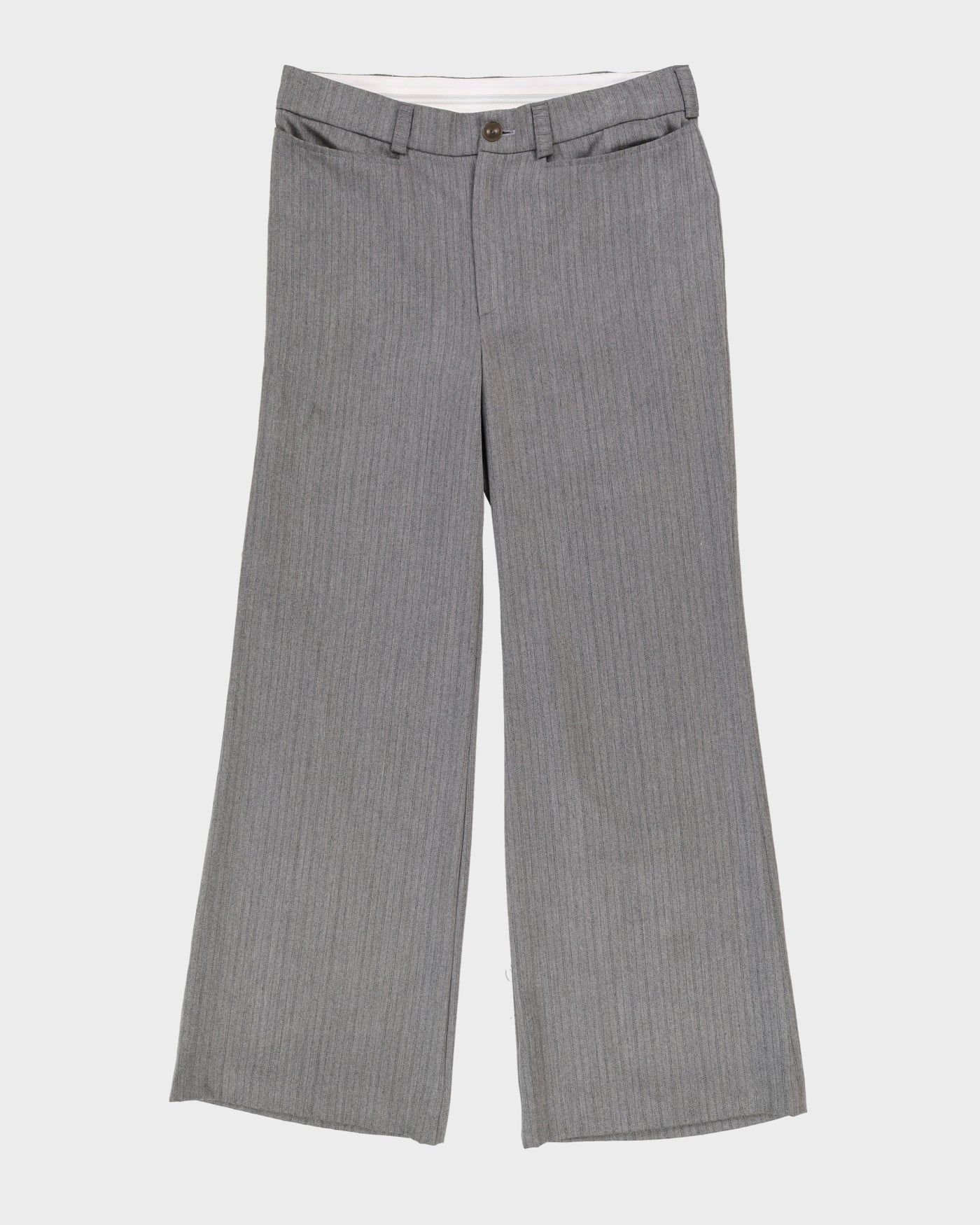 Rokit Originals 70s Grey Pinstripe Trousers - W35