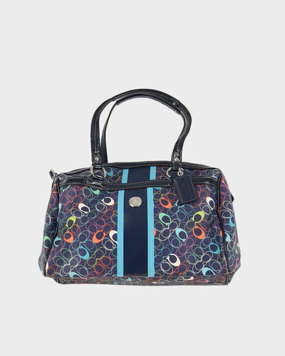 Coach Blue Logo Patterned Handbag - One Size