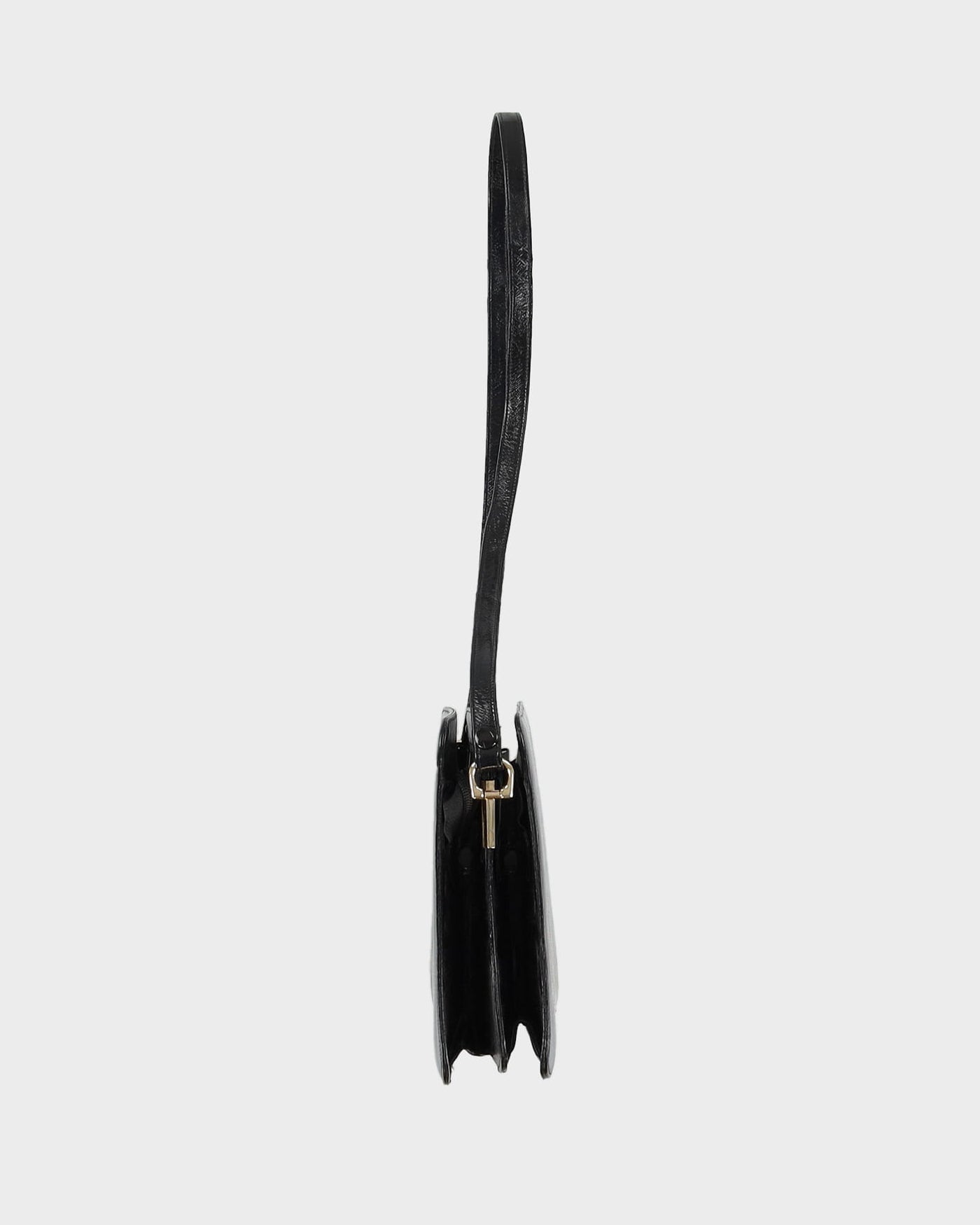 Black Eel Skin Leather Shoulder Bag - One Size