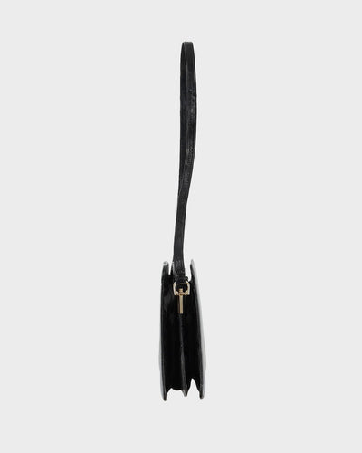 Black Eel Skin Leather Shoulder Bag - One Size