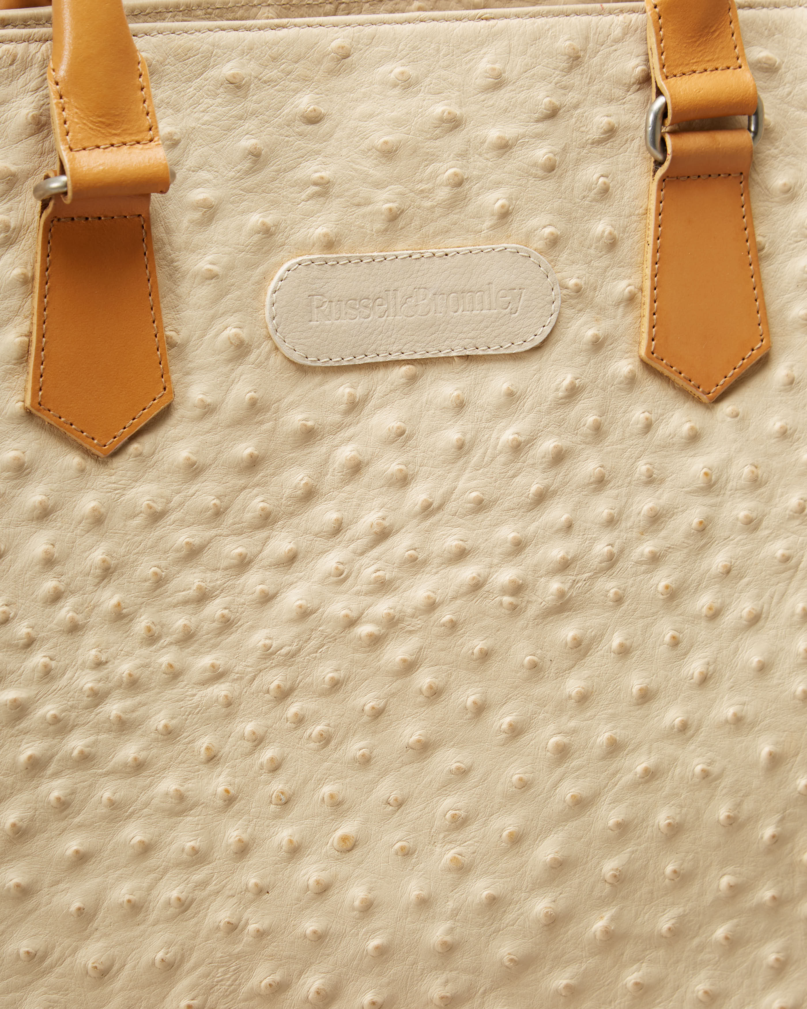Russell &amp; Bromley Cream Ostrich Leather Bag - One Size