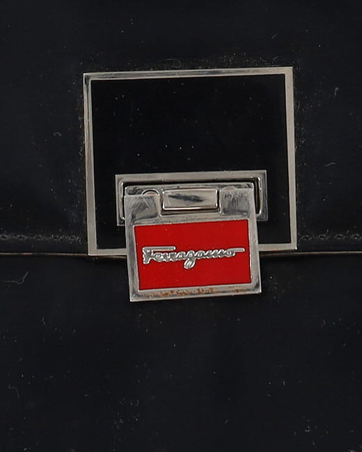 Salvatore Ferragamo Black Patent Handbag - One Size