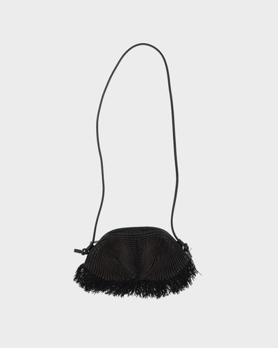 Issey Miyake Plisse Black Fabric Handbag - One Size