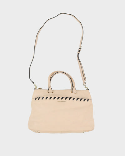 Karl Lagerfeld Cream And Black Leather Handbag - One Size