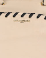 Karl Lagerfeld Cream And Black Leather Handbag - One Size