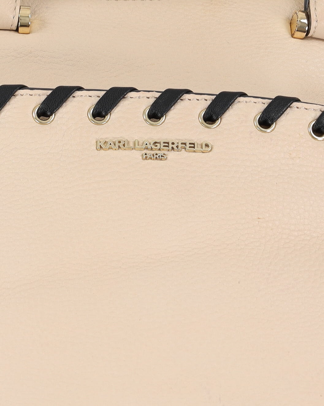 Karl Lagerfeld Cream And Black Leather Handbag - One Size