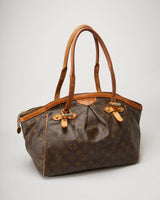 Louis Vuitton Brown Logo Leather Handbag - One Size