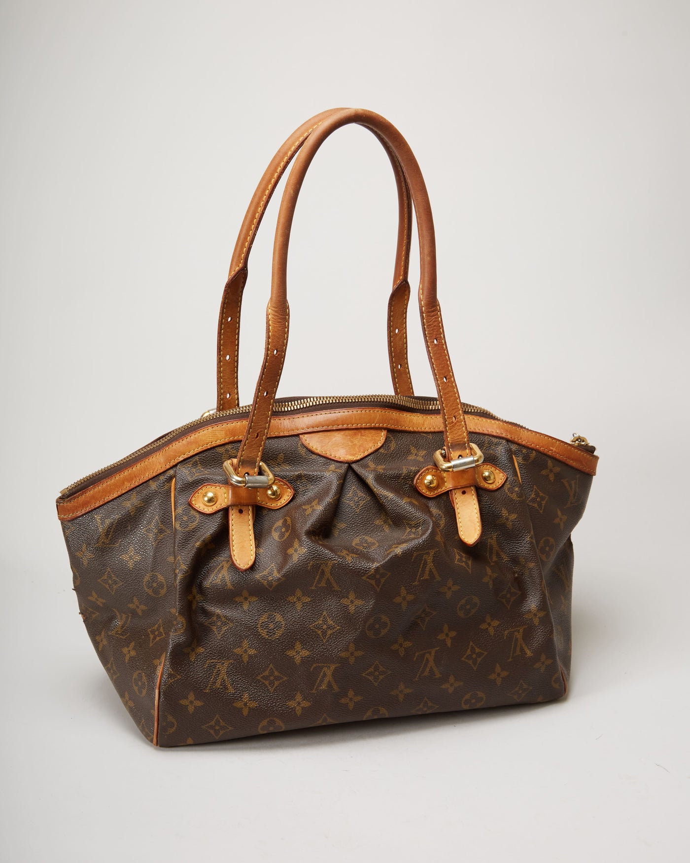 Louis Vuitton Brown Logo Leather Handbag - One Size