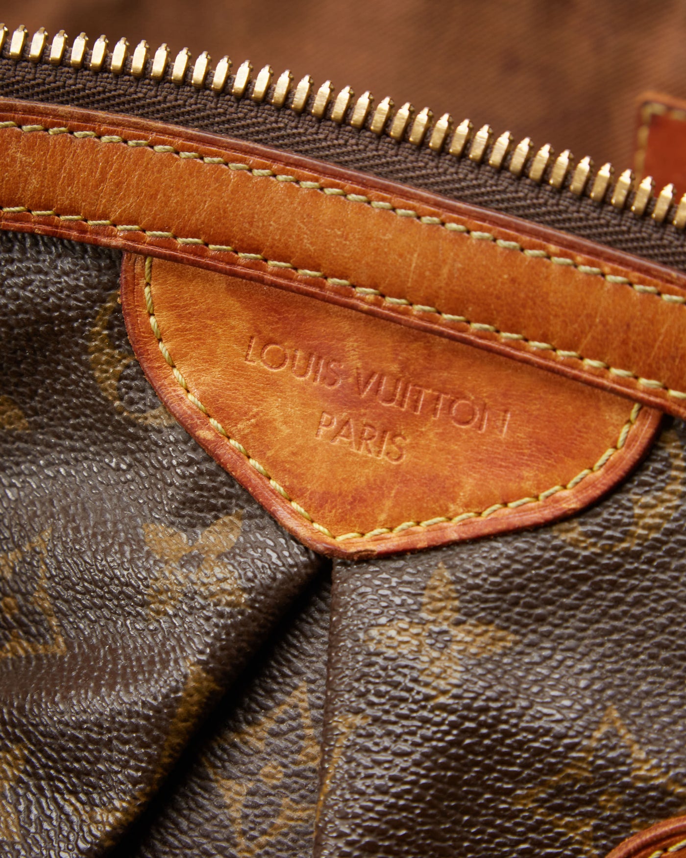 Louis Vuitton Brown Logo Leather Handbag - One Size
