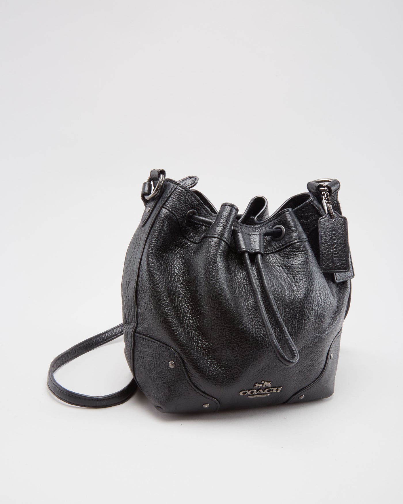 Coach Black Leather Bucket Shoulder Bag