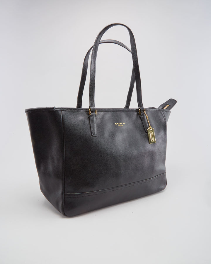 Coach Black Leather Tote Shopper Shoulder Bag