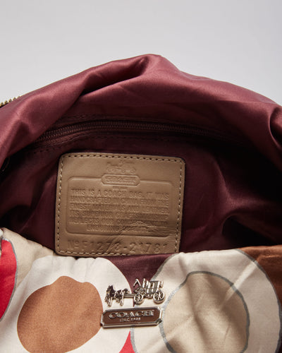 Coach Burgundy Patterned Fabric Bag - One Size