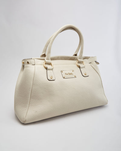 Pierre Cardin White Leather Handbag - One Size