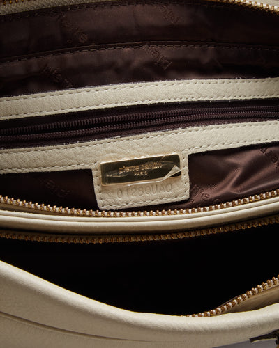 Pierre Cardin White Leather Handbag - One Size