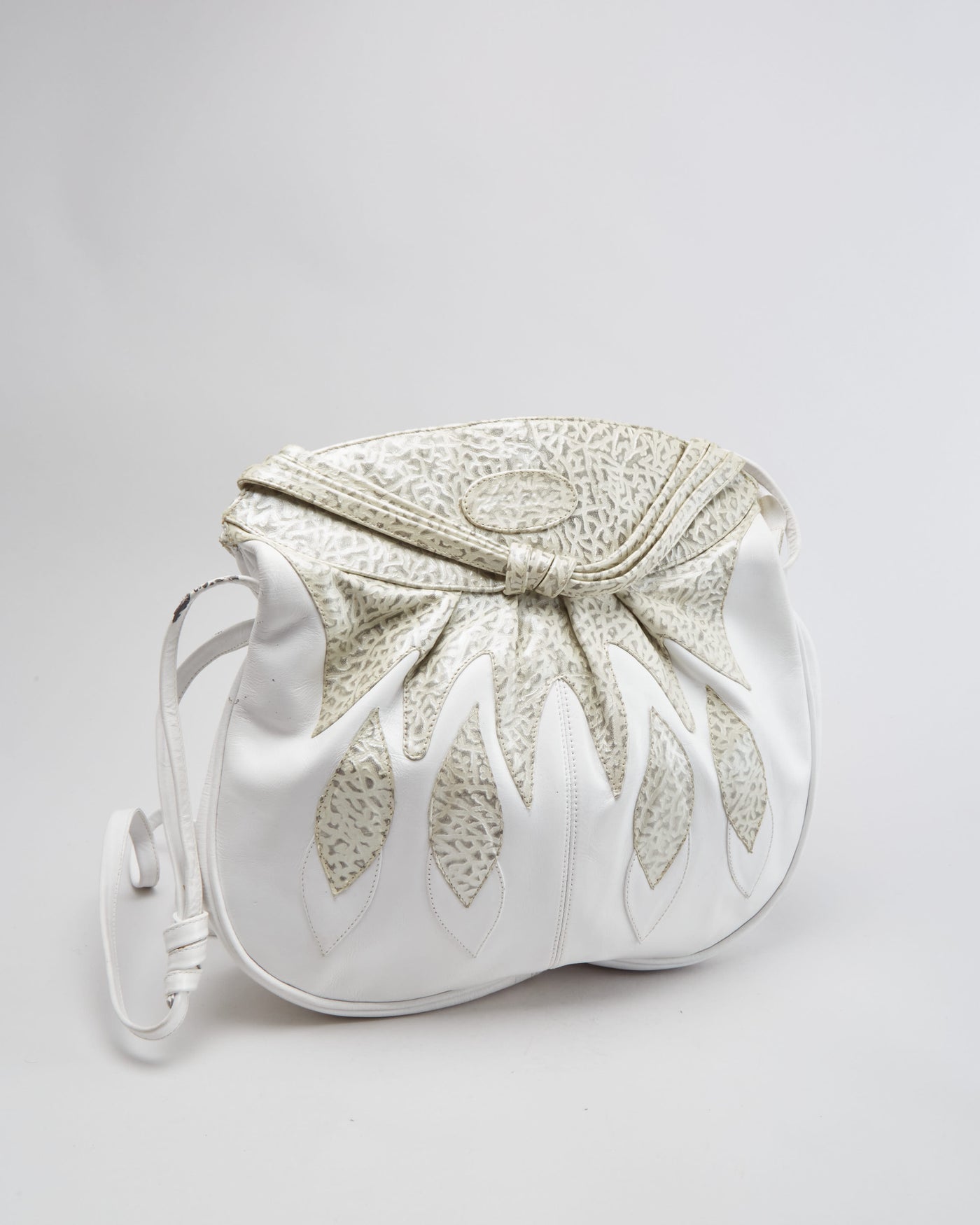Vintage1990s White Leather Handbag - One Size
