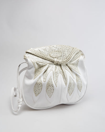 Vintage1990s White Leather Handbag - One Size