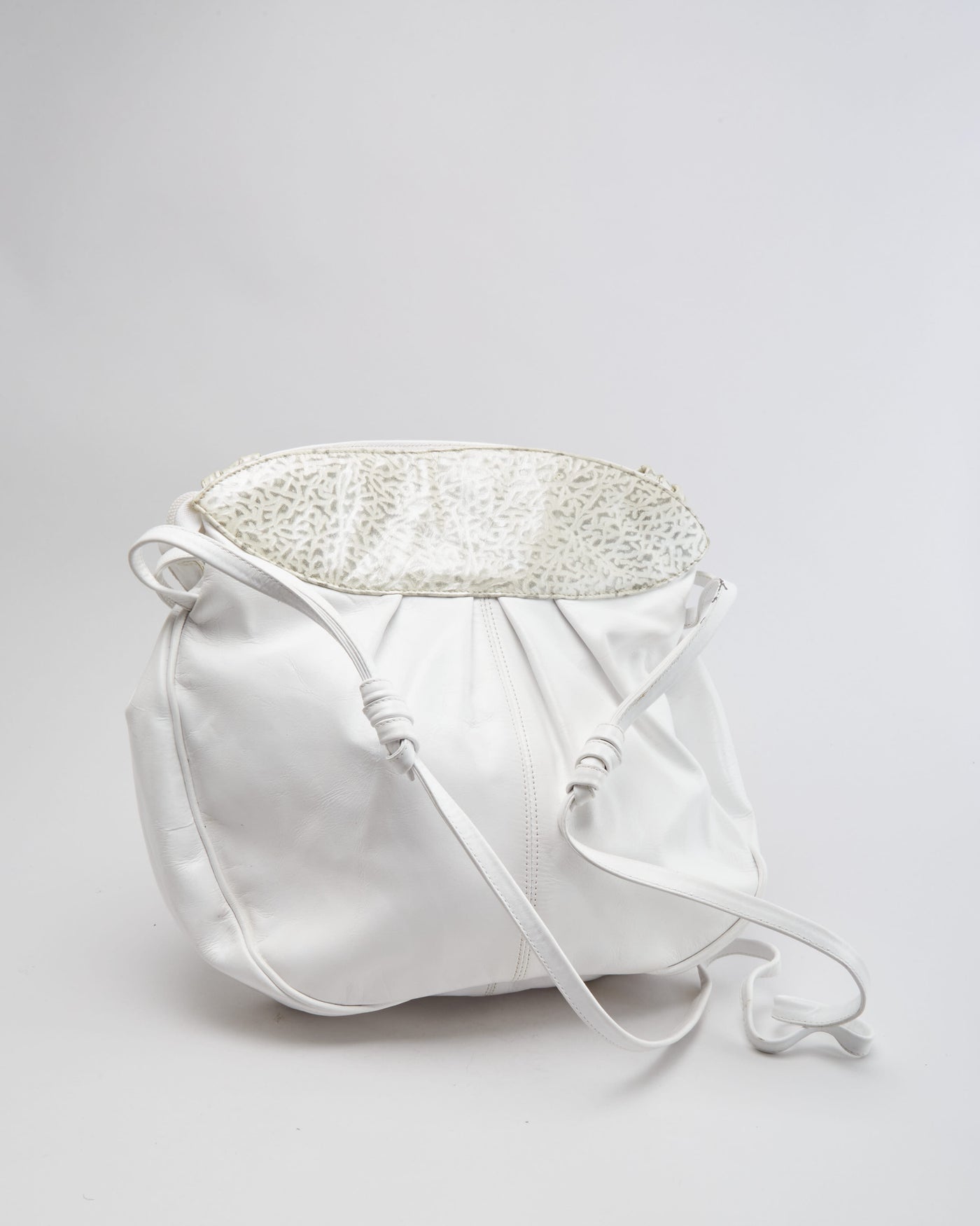 Vintage1990s White Leather Handbag - One Size