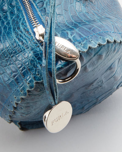 Y2K Furla Blue Leather Bag - One Size