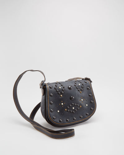 Coach Black Studded Leather Shoulder Bag - One Size