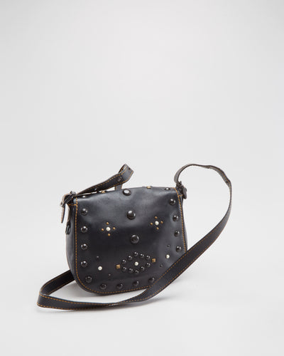 Coach Black Studded Leather Shoulder Bag - One Size