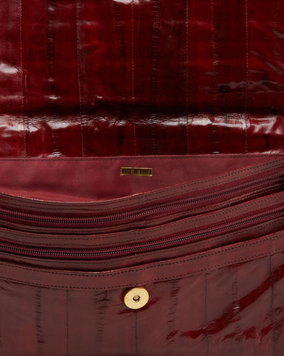 Vintage 1990s Maroon Eel Skin Clutch Bag - One Size