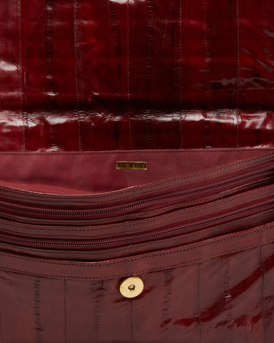Vintage 1990s Maroon Eel Skin Clutch Bag - One Size