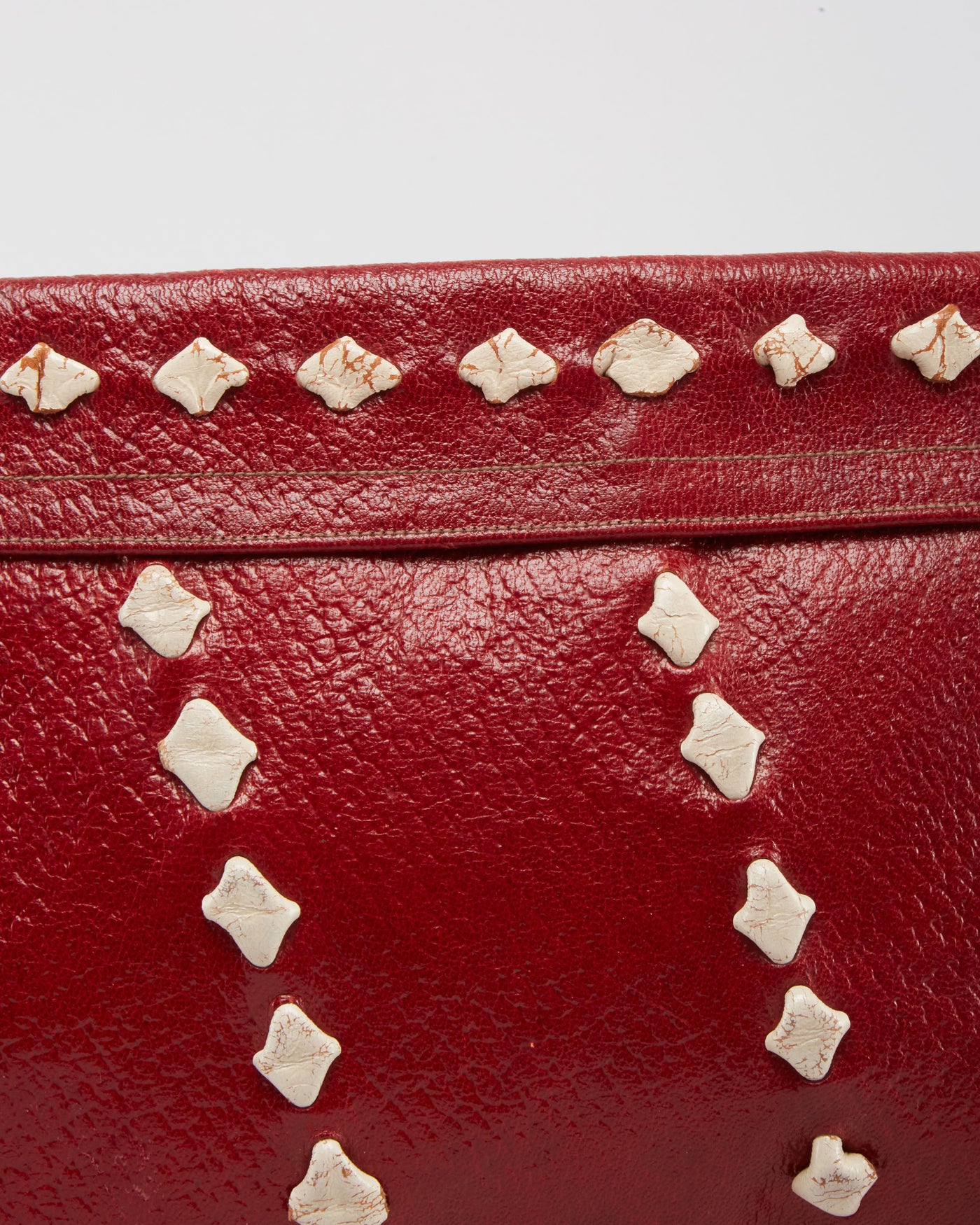 Vintage 1970s Red Leather Clutch Bag - One Size