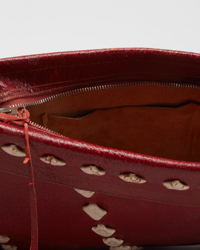 Vintage 1970s Red Leather Clutch Bag - One Size