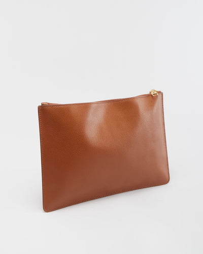 Lauren Ralph Lauren Brown Leather Clutch Bag - One Size